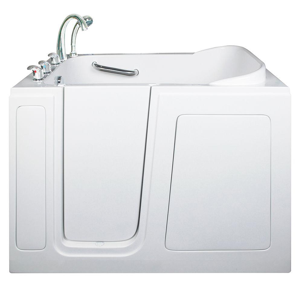 Ella Short 4 Ft X 28 In Walk Soaking Bathtub White With Left Walk In Soaking Bathtub White