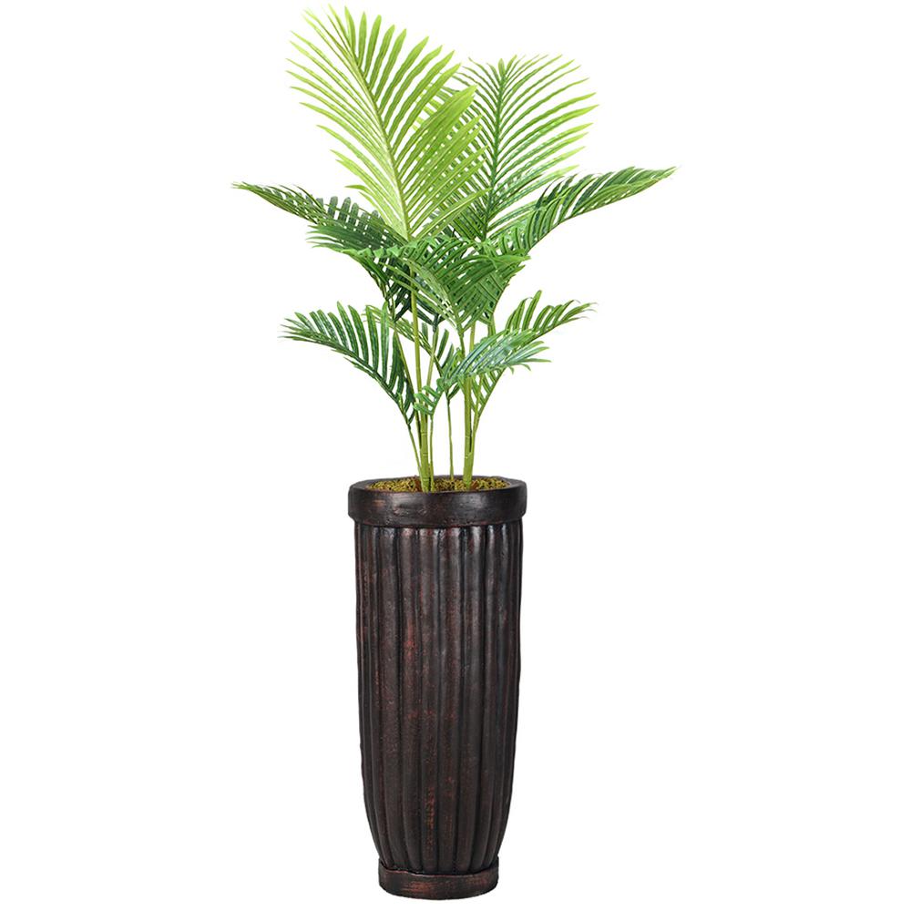 Laura Ashley 65 In Real Touch Palm Tree In Fiberstone Planter