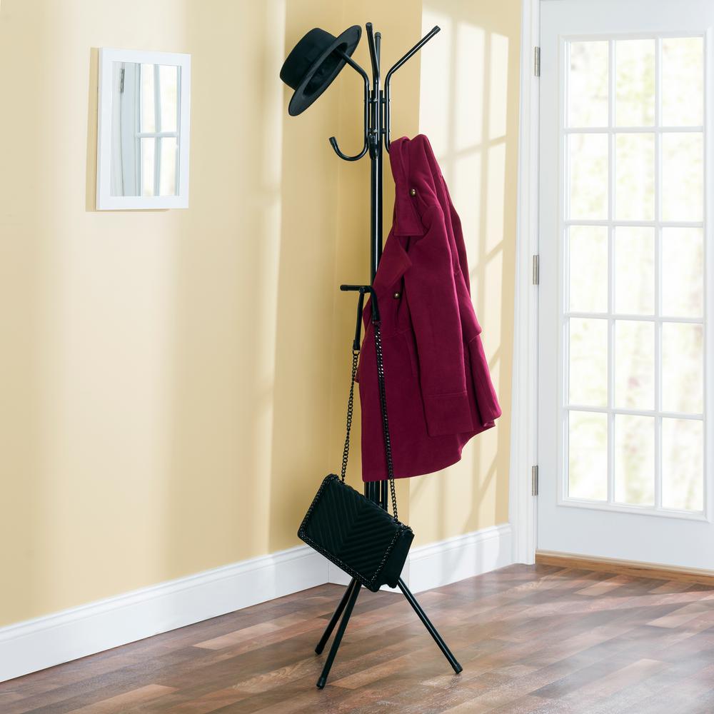 MegaHome Black 12Hook Coat Rack CR004 The Home Depot