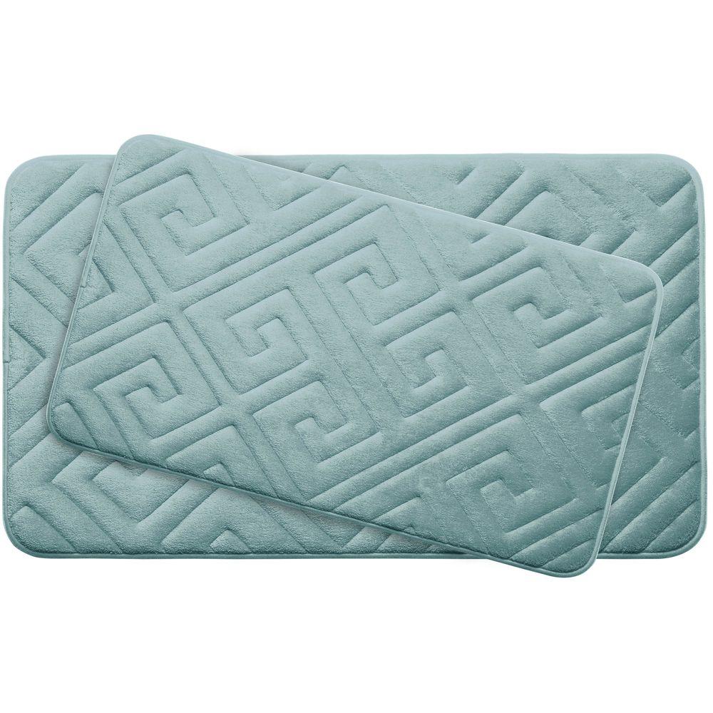 Caicos Aqua 20 in. x 32 in. Memory Foam 2Piece Bath Mat