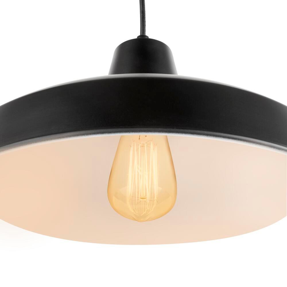 Hampton Bay 1 Light Black Warehouse Pendant With Metal Shade Af 1032r Bk The Home Depot - Hampton Bay Warehouse Pendant