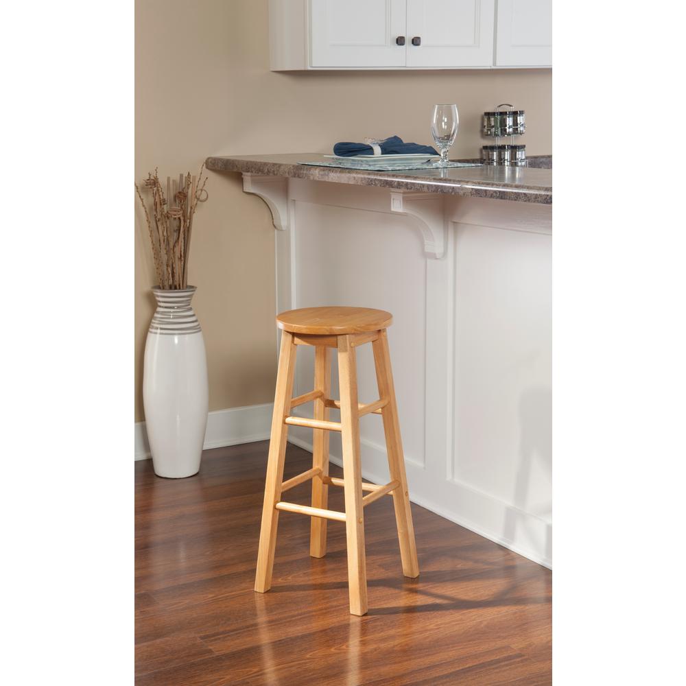 Unfinished Wood 4 Legs Oak Bar Stools Kitchen Dining Room Beige Bar Stool