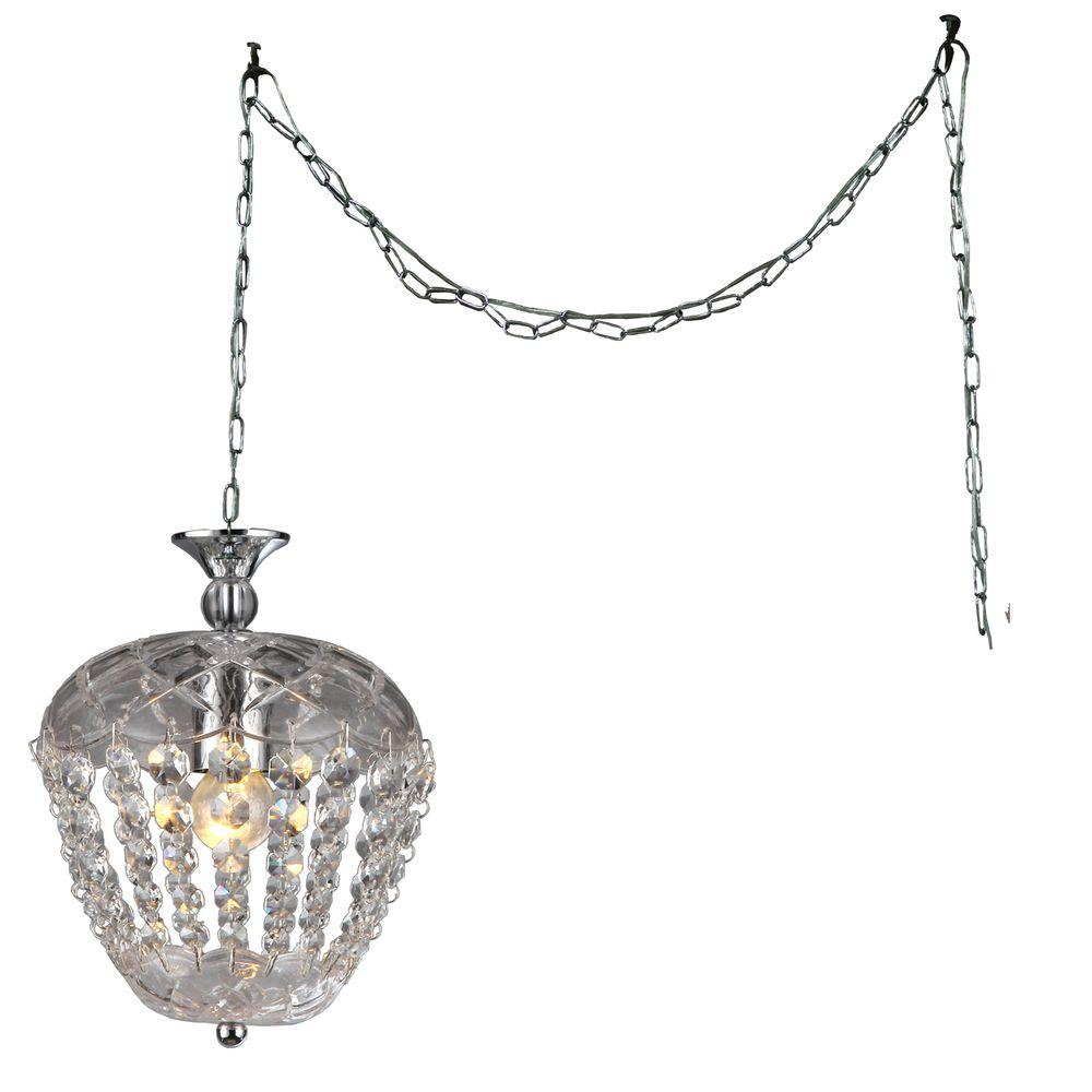 Miriam 8 in. Chrome Indoor Crystal Swag Chandelier with ShadeRL0019