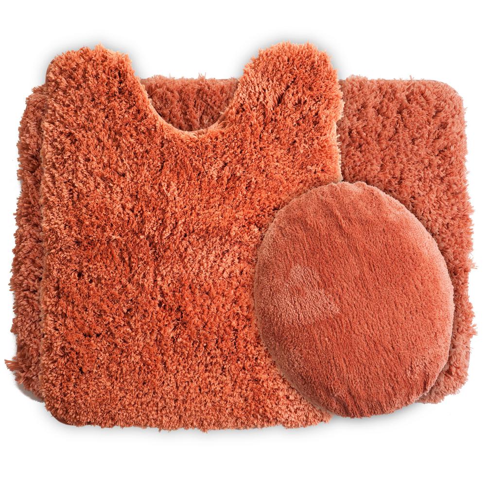 Lavish Home 3 Piece 19 5 In X 24 In Rust Super Plush Non Slip Bath Mat Set 67hd 14 R The Home Depot