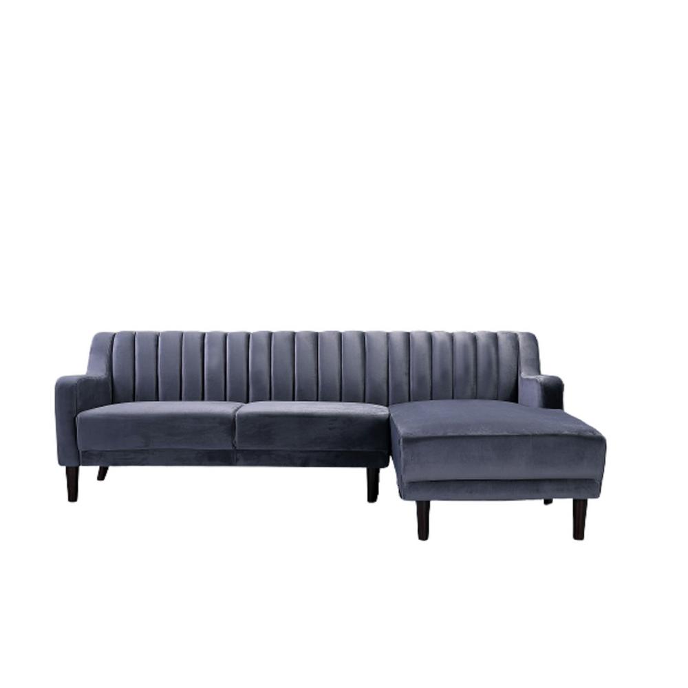 Lifestyle Solutions Harvard Dark Grey Sectional Sofa with Rolled Arms