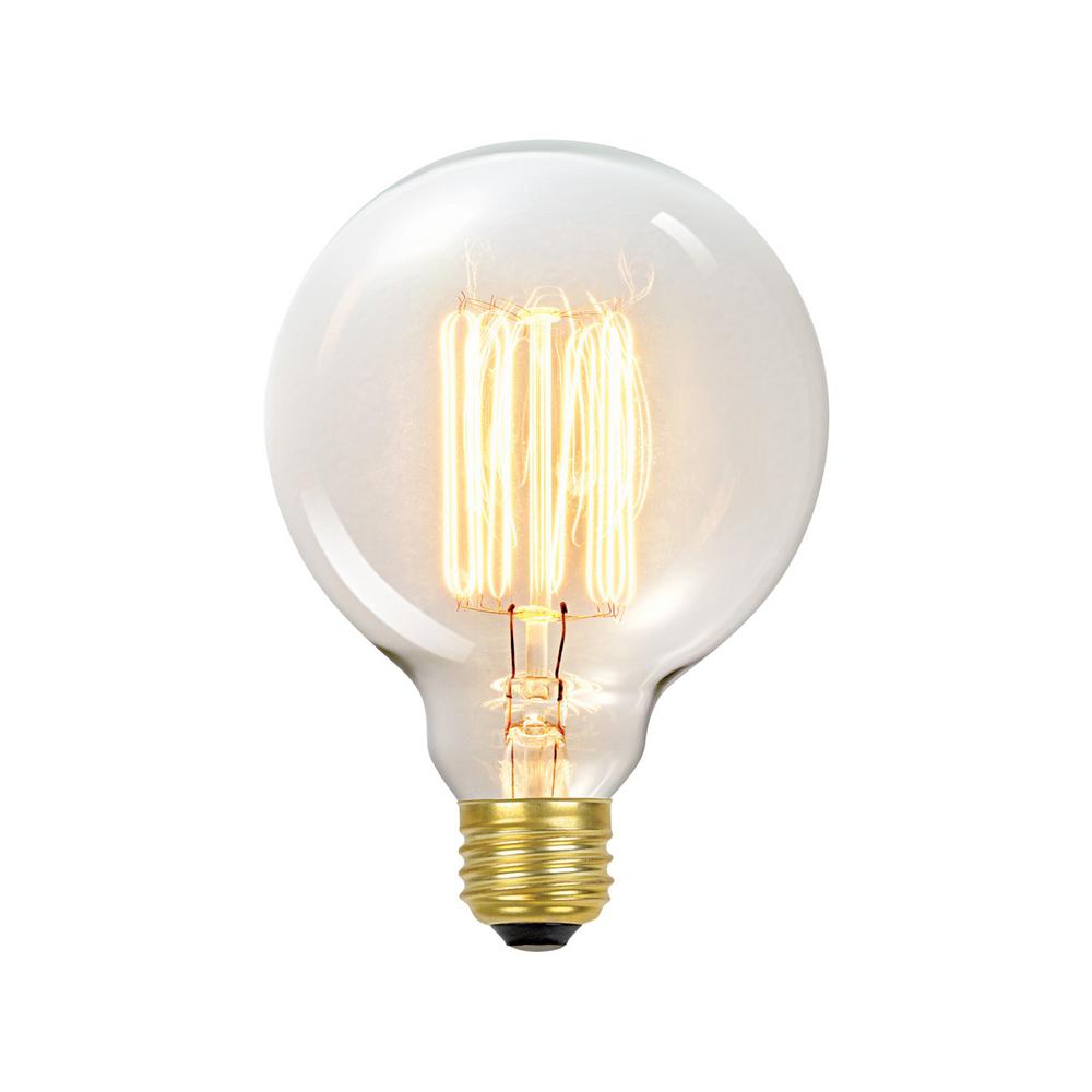 Globe Electric 60 Watt Incandescent G30 E26 Vintage Edison Vanity Tungsten Filament Light Bulb Antique Edison 01320 The Home Depot