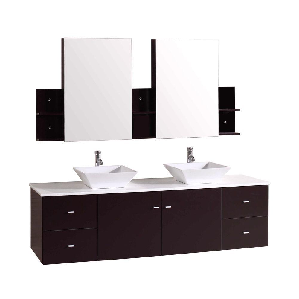 72 Inch Vanities Floating Bathroom Bath The Home Depot Rachiel 72 In Double Vanity Espresso With Phoenix Stone Top White And