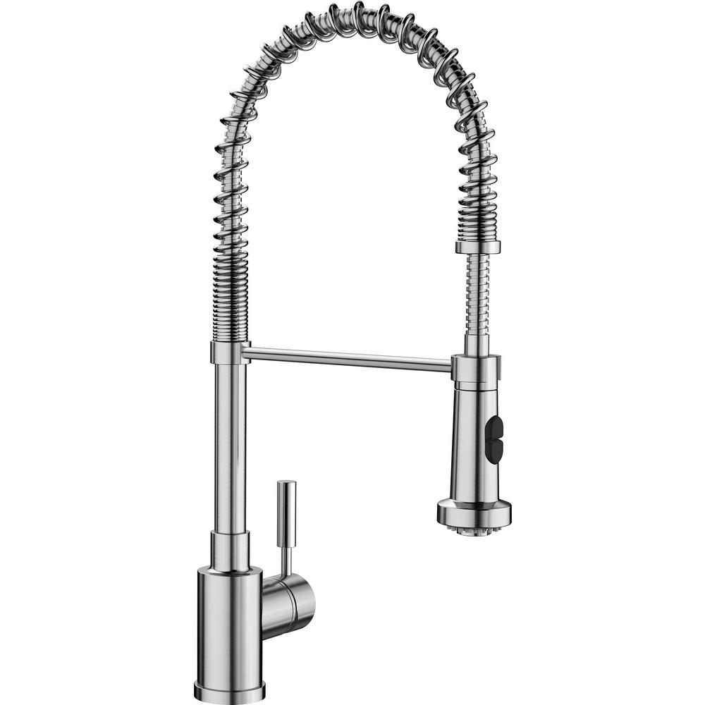 Shop MERIDIAN Semi-Pro Single-Handle Pull-Down Sprayer Kitchen Faucet in Satin Nickel from Home Depot on Openhaus