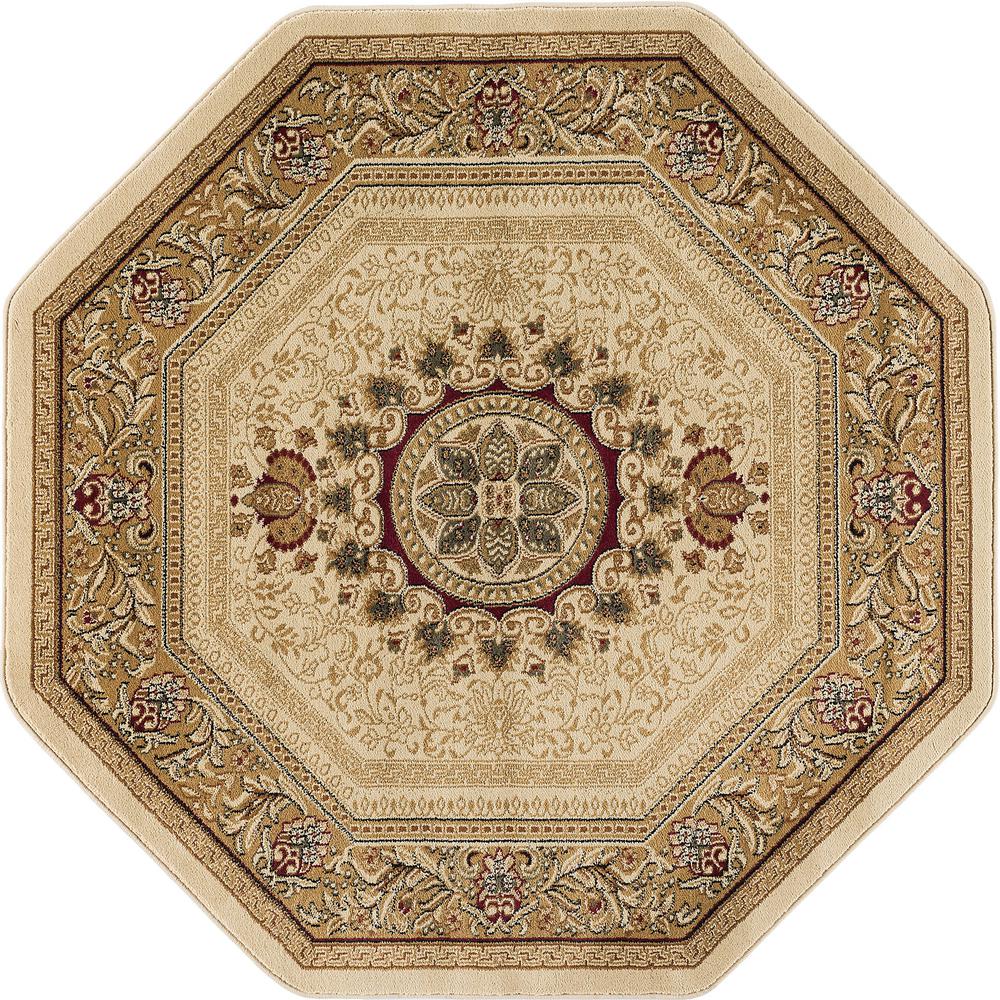 Tayse Rugs Sensation Beige 5 ft. Traditional Octagon Area Rug4672