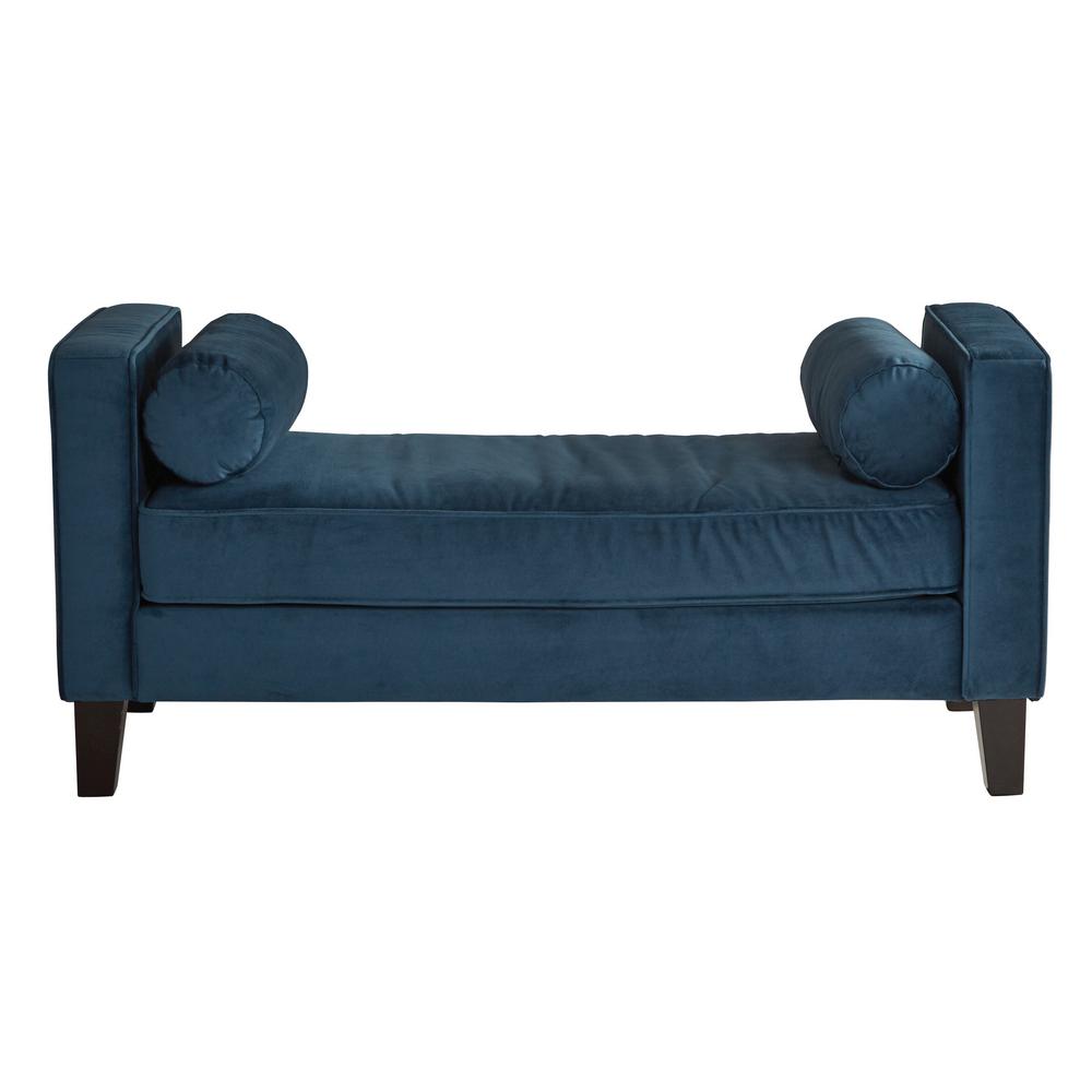Ave Six Azure Velvet Fabric Curves Bench with Solid Wood LegsCVS20V14 The Home Depot