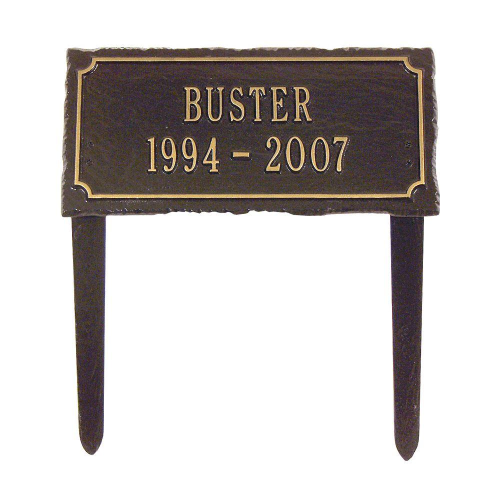 Whitehall Products Slate Pet Bronze/Gold Two Line Lawn Memorial Plaque