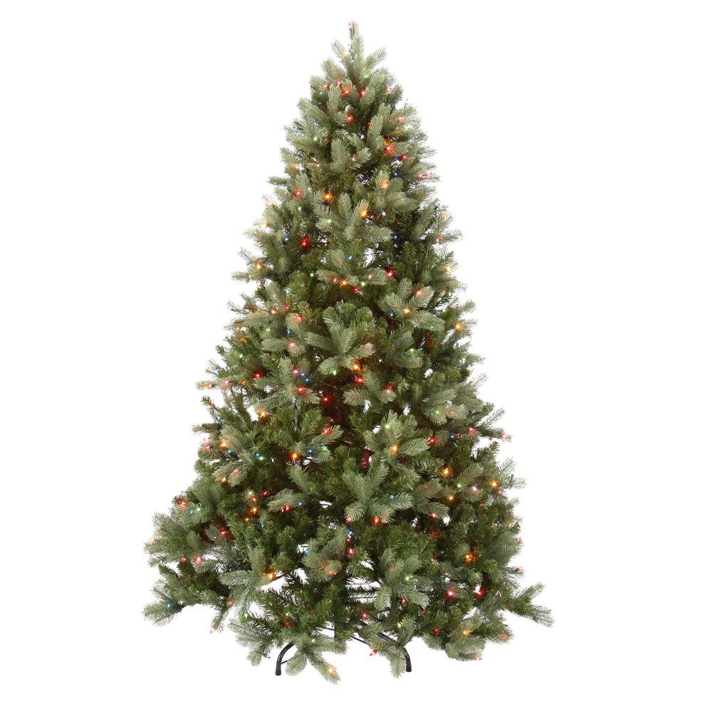 National Tree Pre-Lit 7-1/2' Feel-Real Downswept Douglas Fir Hinged Artificial Christmas Tree with 750 Multi Lights