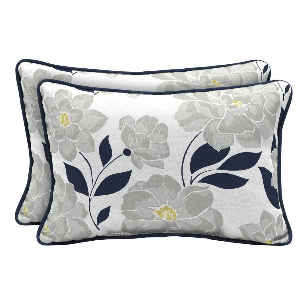 Hampton Bay Chili Stripe Lumbar Outdoor Throw Pillow (2Pack)7907