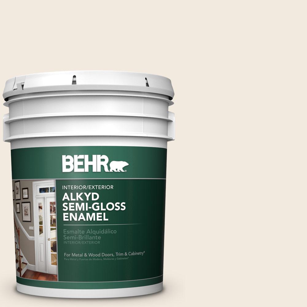 BEHR 5 Gal. #W-B-710 Almond Cream Semi-Gloss Enamel Alkyd Interior ...