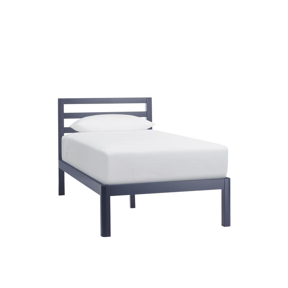 Stylewell Grandon Midnight Blue Metal Twin Platform Bed With Slats 39 In W X 14 In H Thd Hbslbf T Pw The Home Depot