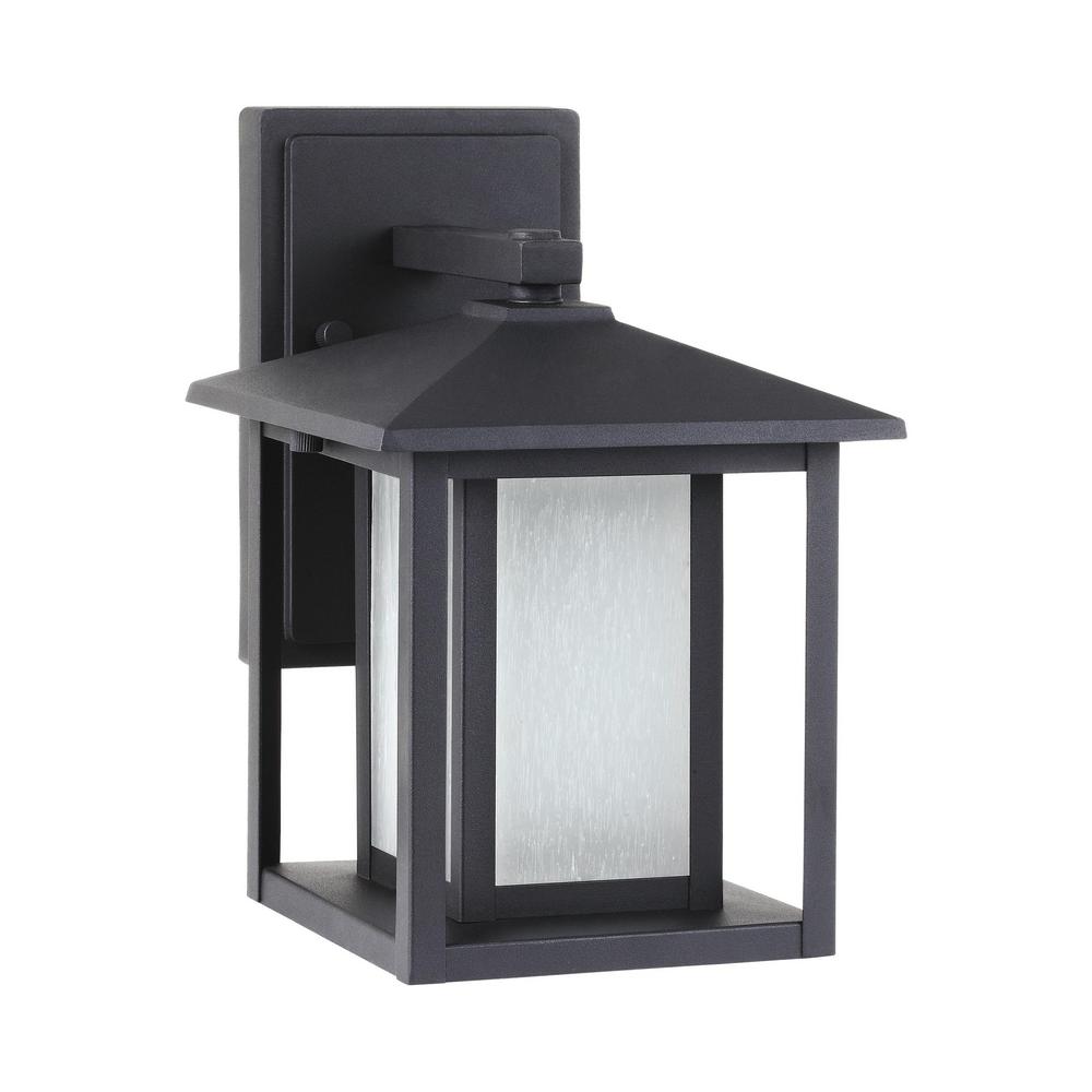 Sea Gull Lighting Hunnington Black Outdoor 11 in. Integrated LED Wall Lantern Sconce