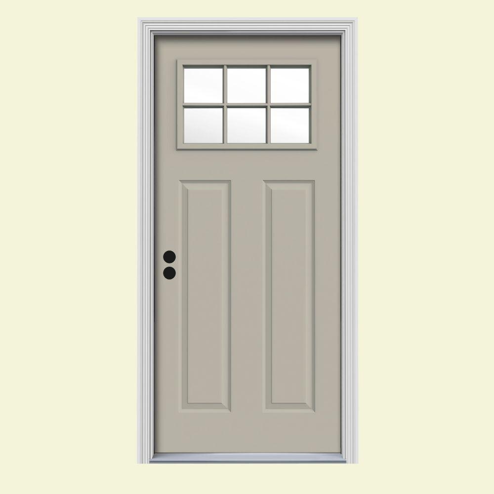 JELDWEN 34 in. x 80 in. 6 Lite Craftsman Desert Sand