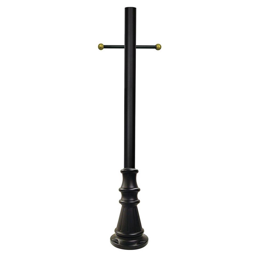 SOLUS 6 ft. Black Surface Mount Aluminum Lamp Post w/ Cross Arm & Cast