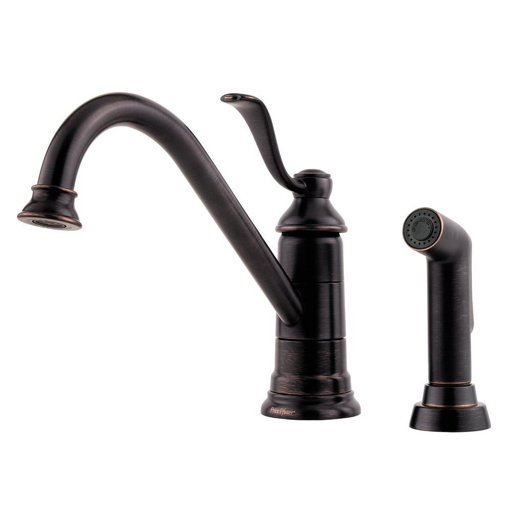 Pfister Portland Single Handle Standard Kitchen Faucet With Side Pfister Portland Single Handle Standard Kitchen Faucet With Side Sprayer In Tuscan Bronze
