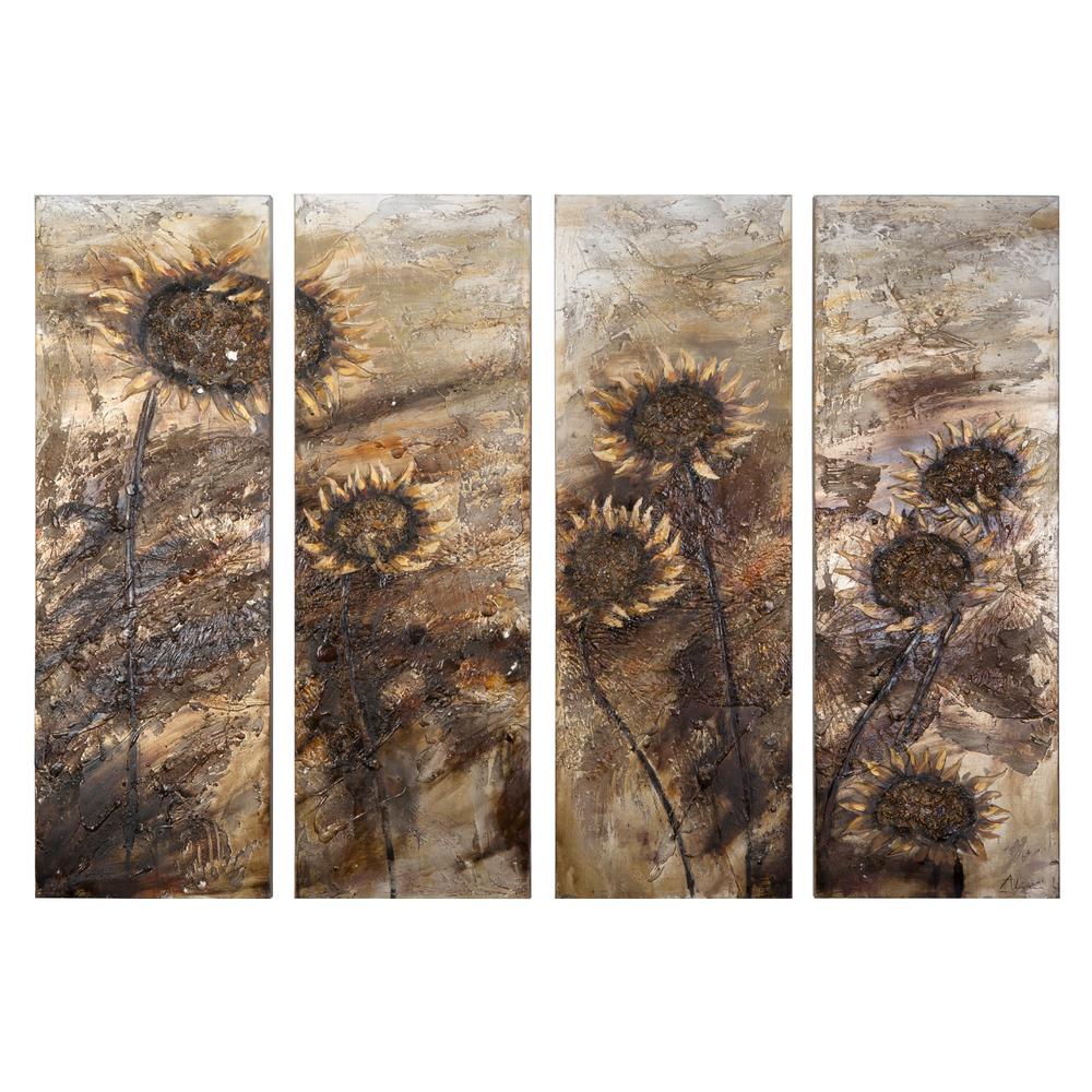 Yosemite Home Decor 59 In X 78 In Sunflowers Hand Painted Canvas Wall Art Fcc5245 The Home Depot