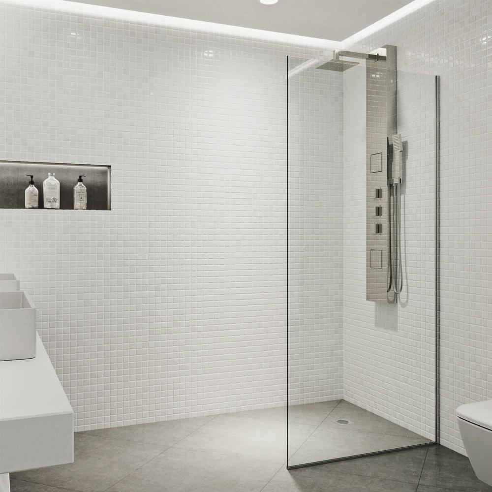 Fixed Shower Doors Showers The Home Depot Zenith 34 In X 74 Frameless Fixed Shower