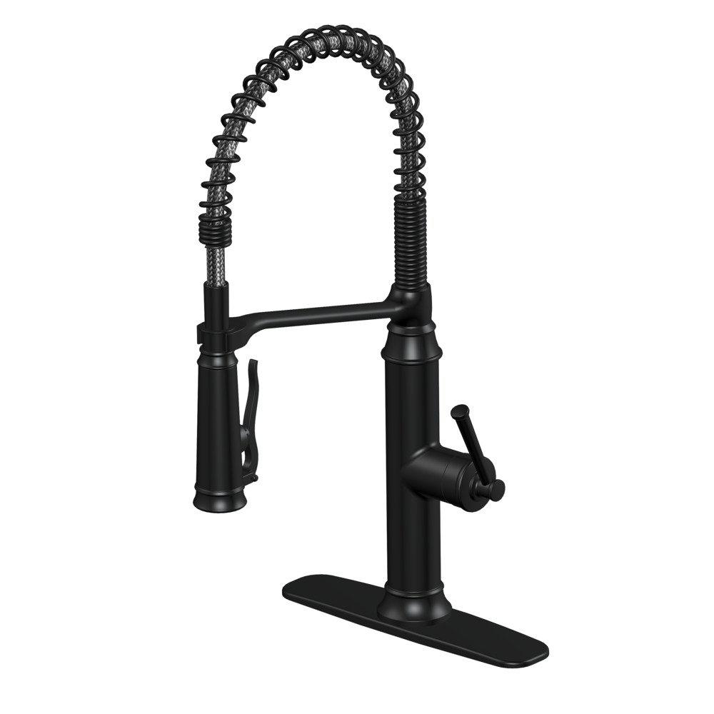 Glacier Bay Linscott Single Handle Coil Springneck Pull Down Sprayer Kitchen Faucet In Matte