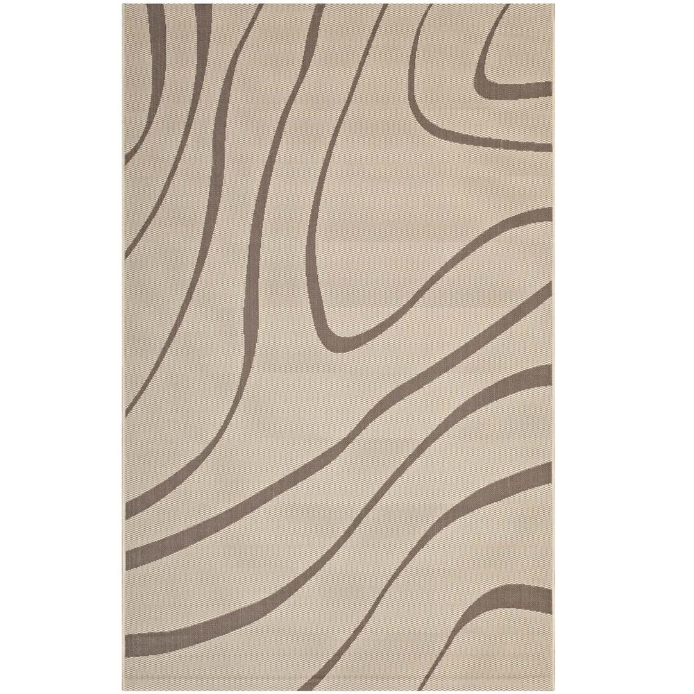 MODWAY Surge Swirl Abstract 5x8 Indoor and Outdoor Area Rug in Light and Dark BeigeR1138A58