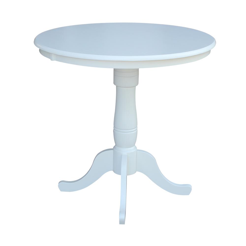 International Concepts Pure White Round Counter Height Pedestal Bar ...