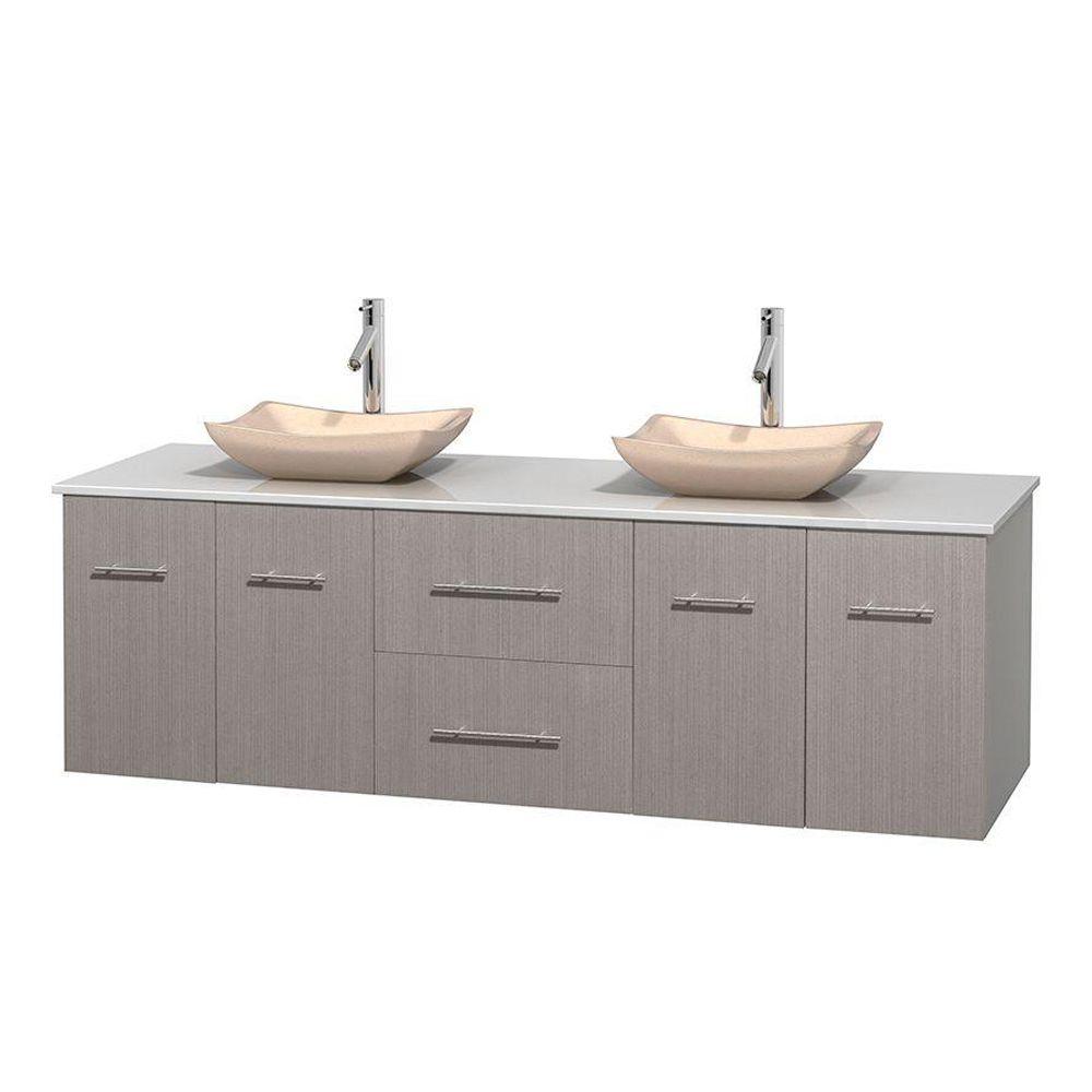 Wyndham Collection Centra 72 In Double Vanity In Gray Oak With