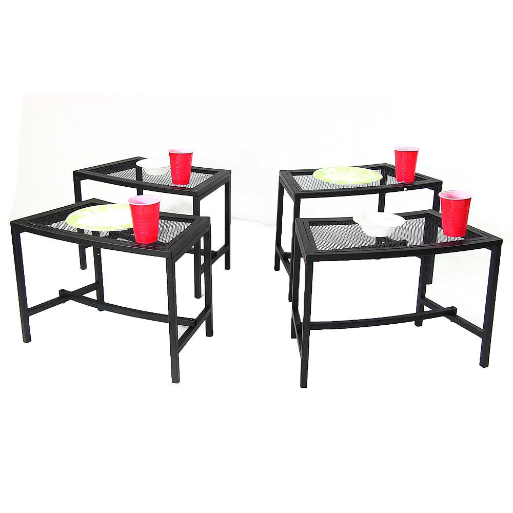 Sunnydaze Decor Black Mesh Metal Patio Side Table 4 Tables Bmt101 Black Mesh Metal Patio Side Table 4 Tables