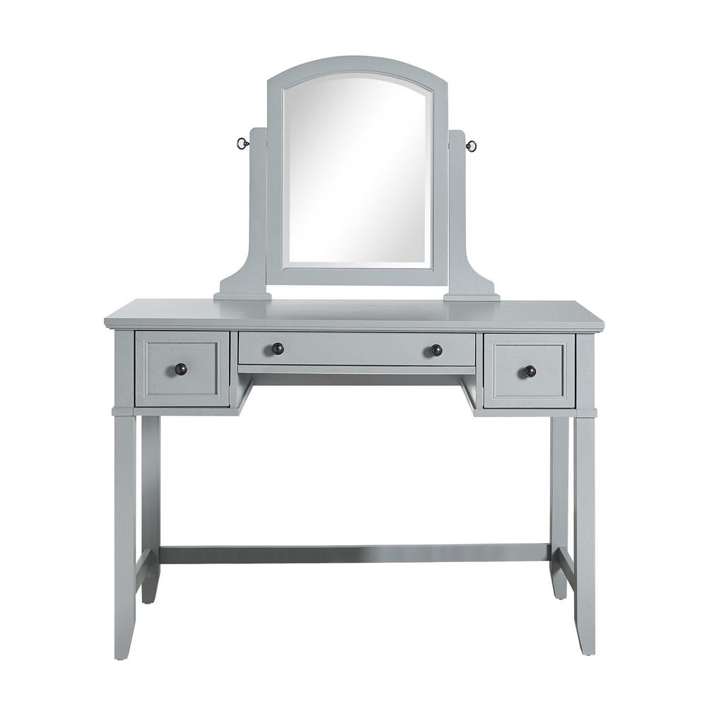 Vanity sets from the roomplace all have handy drawers, where you can stow your makeup. gray makeup vanities bedroom