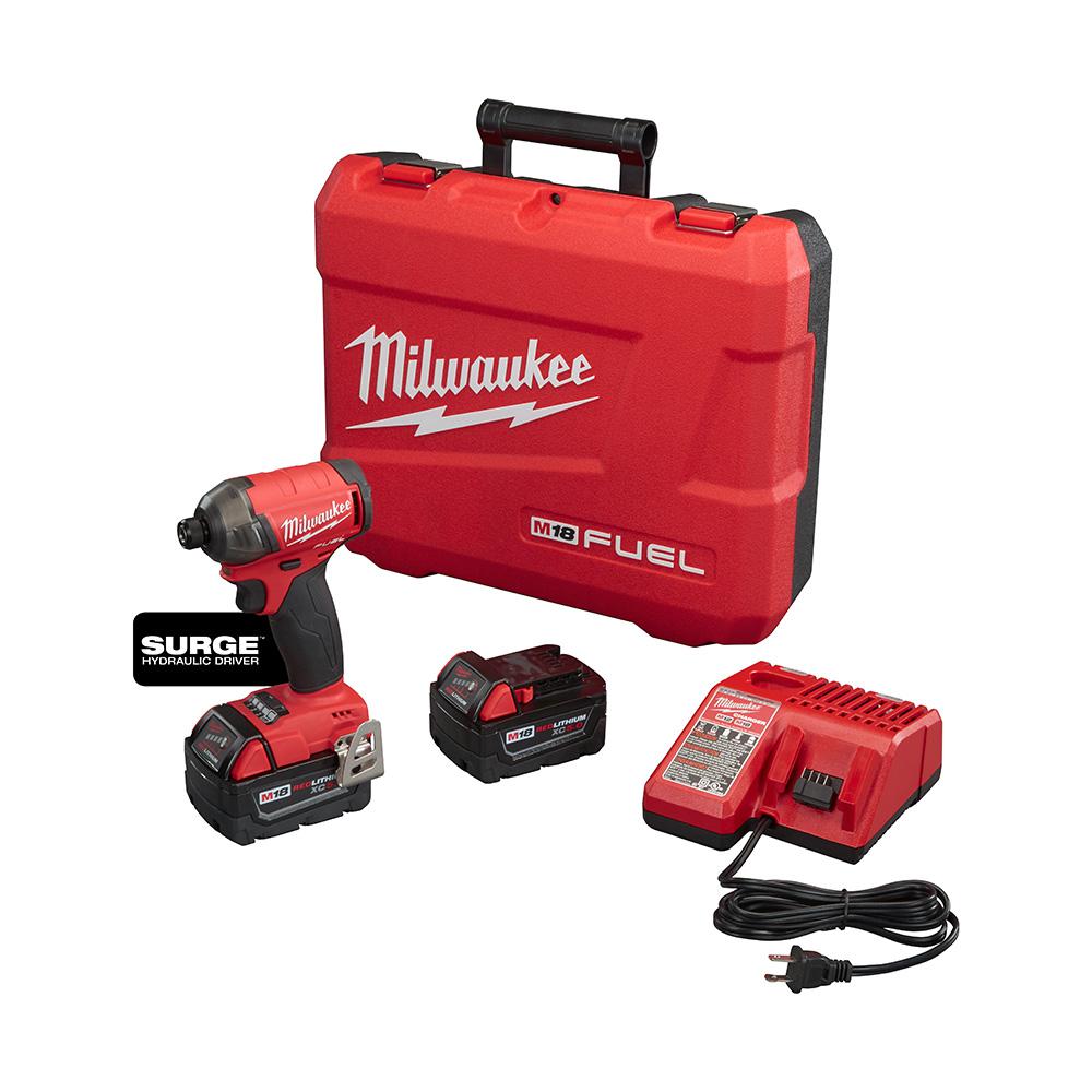 M18 FUEL SURGE 18-Volt Lithium-Ion Brushless Cordless 1/4 in. Hex Impact Driver Compact Kit with Two 5.0 Ah Batteries
