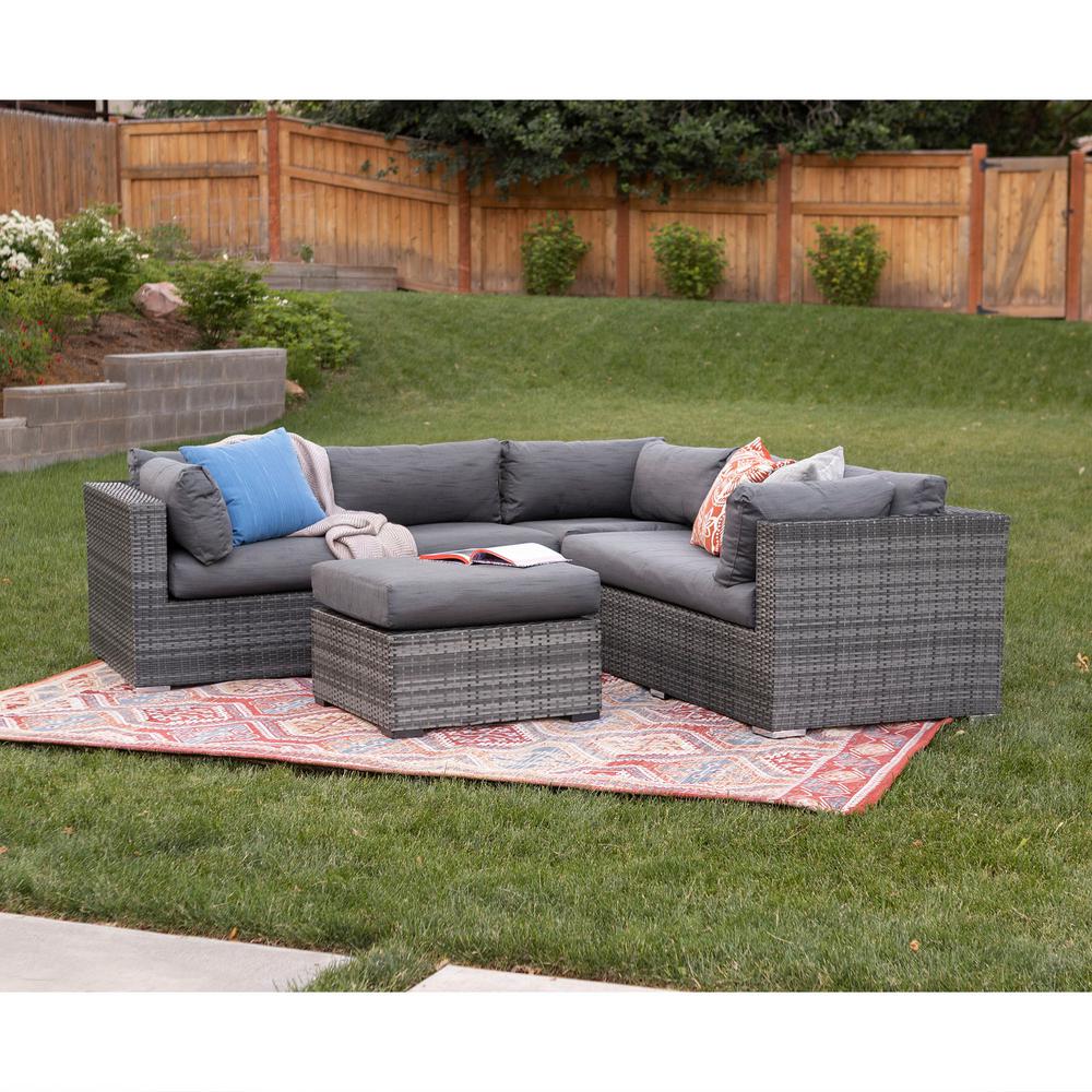 Gray 4 Piece Wicker Patio Conversation Set With Cushions