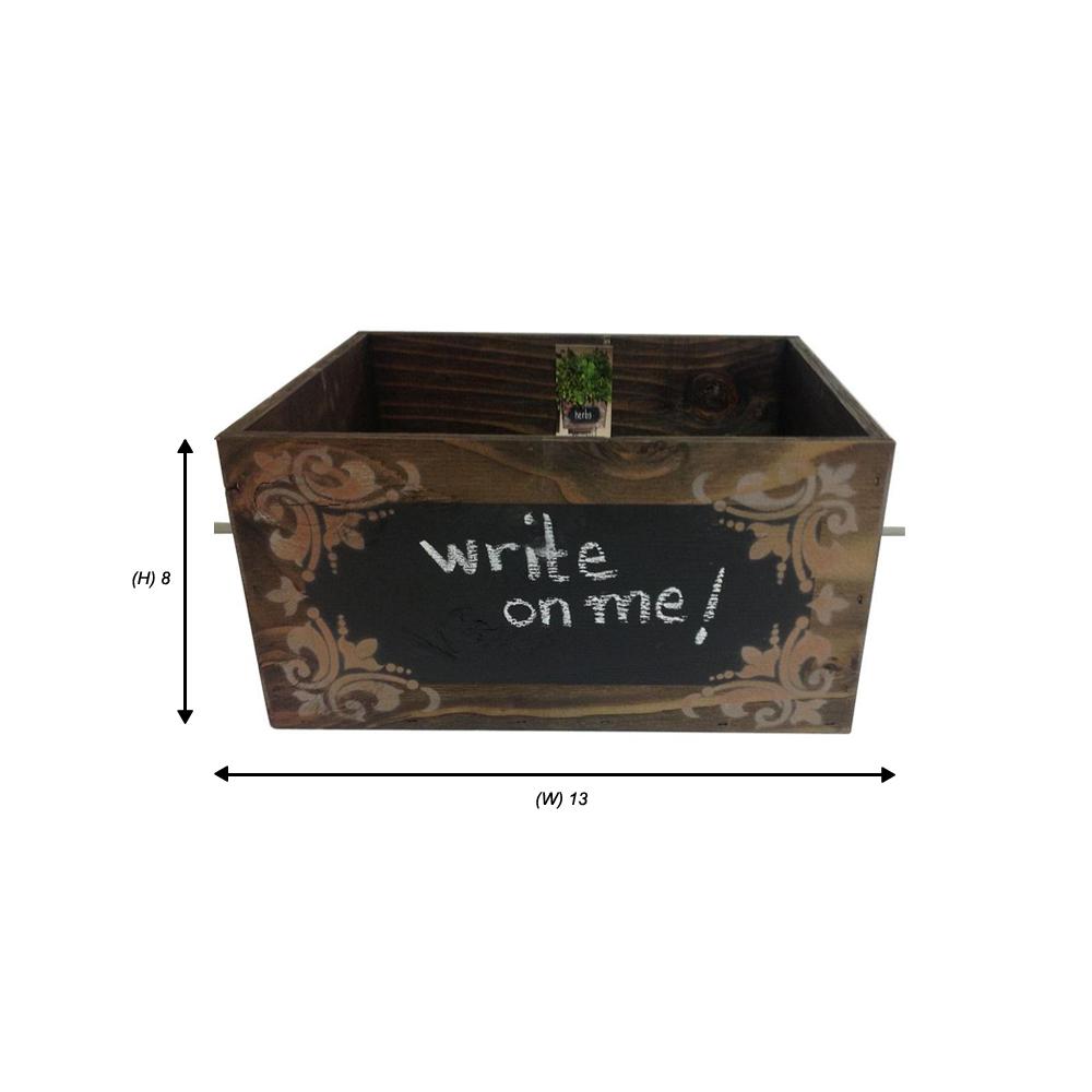 wooden box with chalkboard