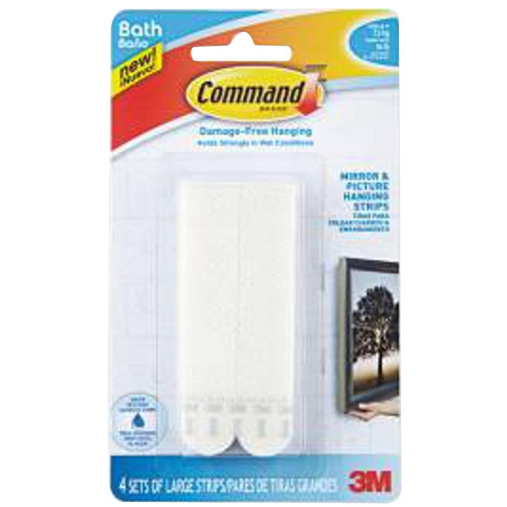 Command Large Bath Picture Hanging Water Resistant Refill Strips 4 Command Large Bath Picture Hanging Water Resistant Refill Strips 4 Pairs Of