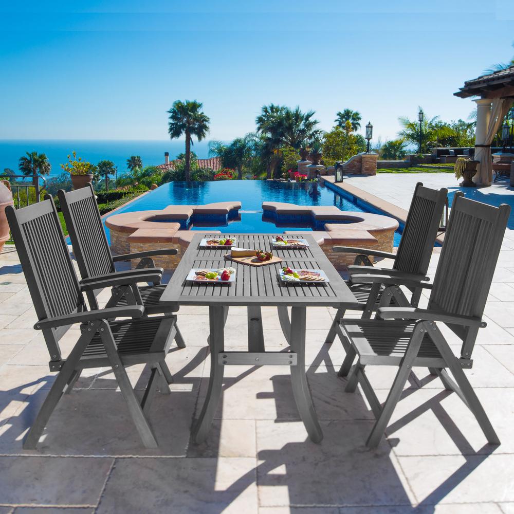 Vifah Renaissance 5 Piece Wood Rectangular Outdoor Dining Set