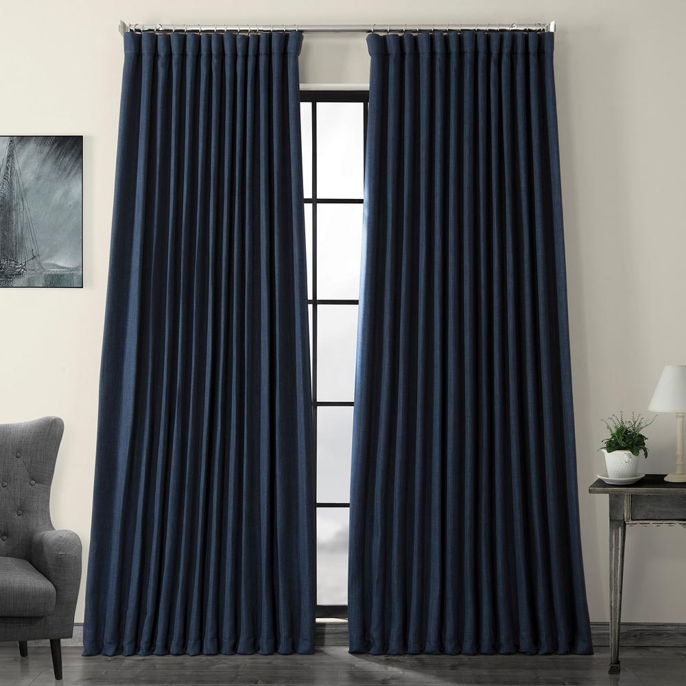 Exclusive Fabrics Furnishings Indigo Blue Faux Linen Extra Wide