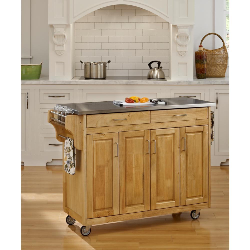 Home Styles Solid Wood Top Kitchen Cart Natural Finish Home Styles Solid Wood Top Kitchen Cart Natural Finish