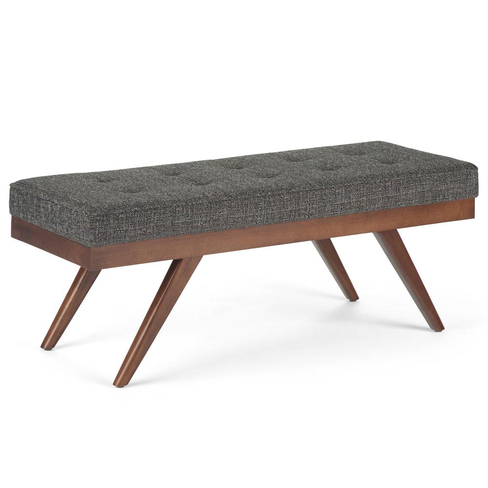 Simpli Home Pierce Dark Grey Tweed Mid Century Ottoman Bench-AXCOT-292-DGR - The Home Depot