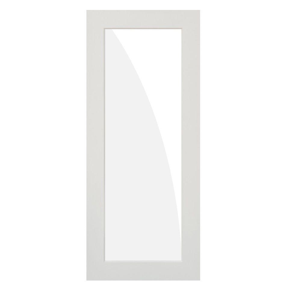 32 In X 80 In 1 Lite Clear Solid Hybrid Core Mdf Primed Right Hand Single Prehung Interior Door