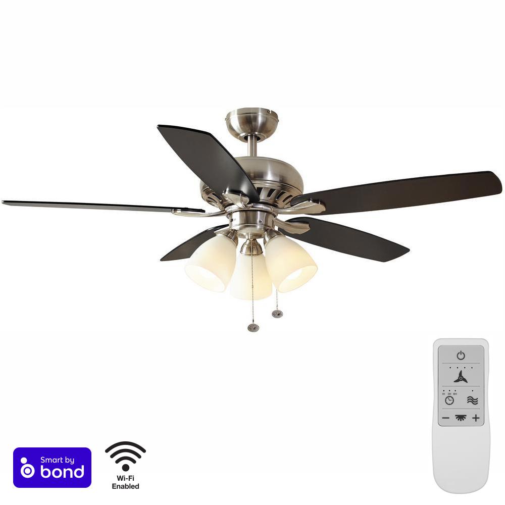 Hampton Bay Rockport 52 In Brushed Nickel Led Smart Ceiling Fan With Light And Remote Works Google Assistant Alexa 22050 The Home Depot - Hampton Bay Ceiling Fan Remote Works But Light Does Not Hampton Bay Rockport 52 In Brushed Nickel Led Smart Ceiling Fan With Light And Remote Works Google Assistant Alexa 22050 The Home Depot - Hampton Bay Ceiling Fan Remote Works But Light Does Not