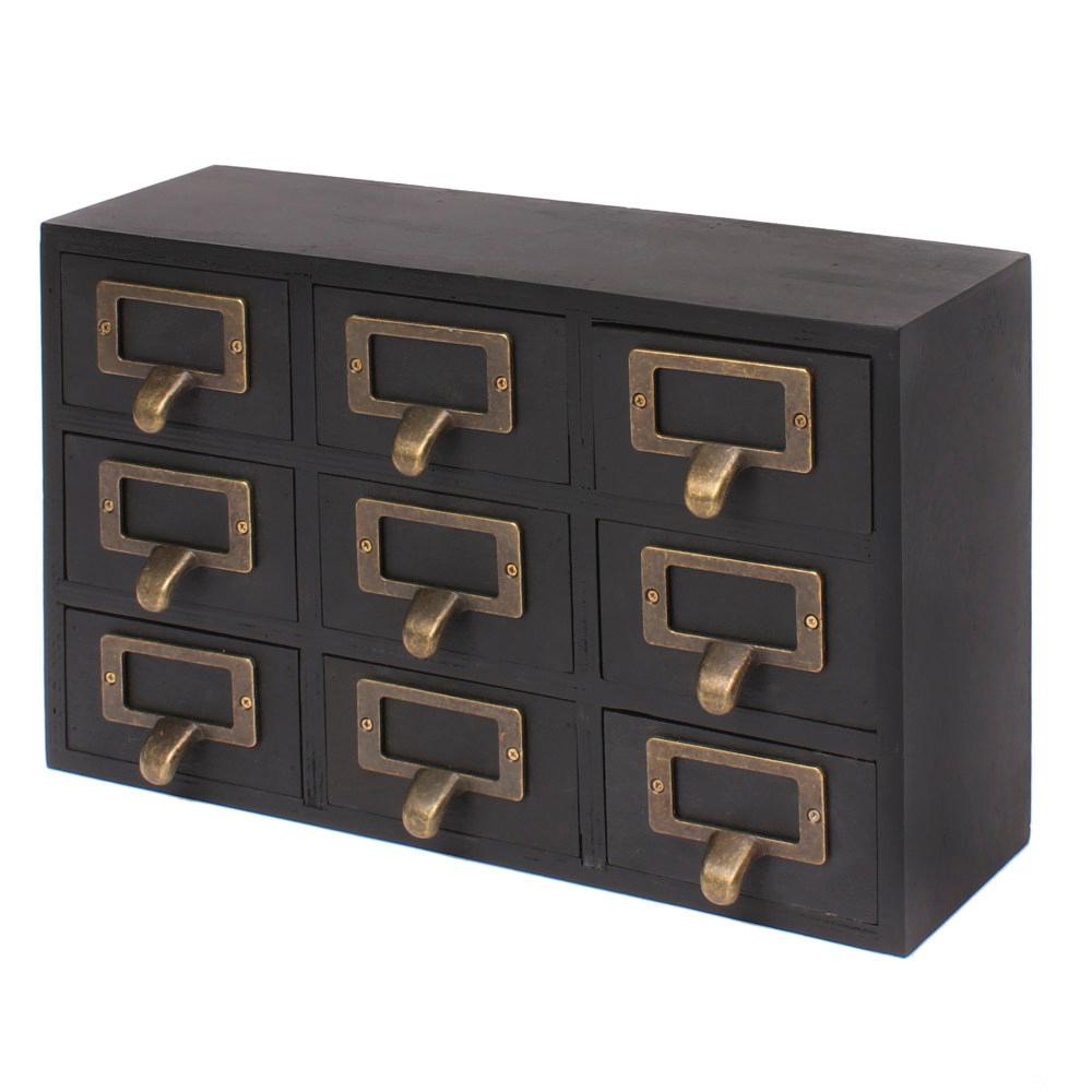 Kate And Laurel Apothecary Black Wood Drawers 209259 The Home Depot