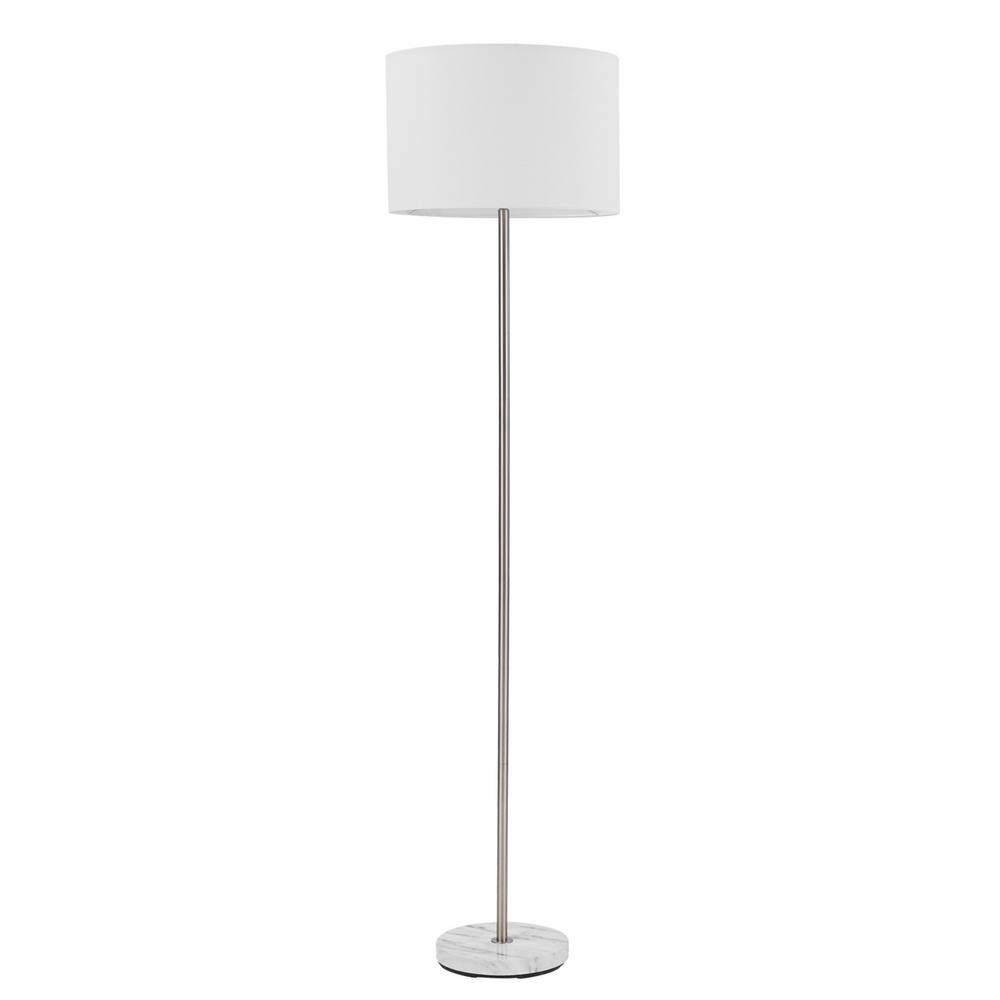 Globe Electric Versailles 60 In Brushed Nickel Floor Lamp With Faux Marble Accent