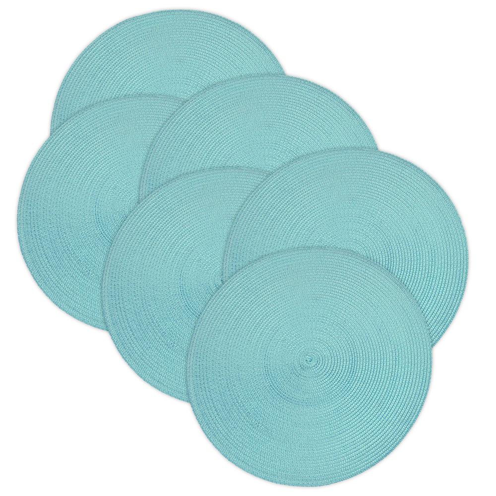 Aqua Round Woven Placemat Set Of 6