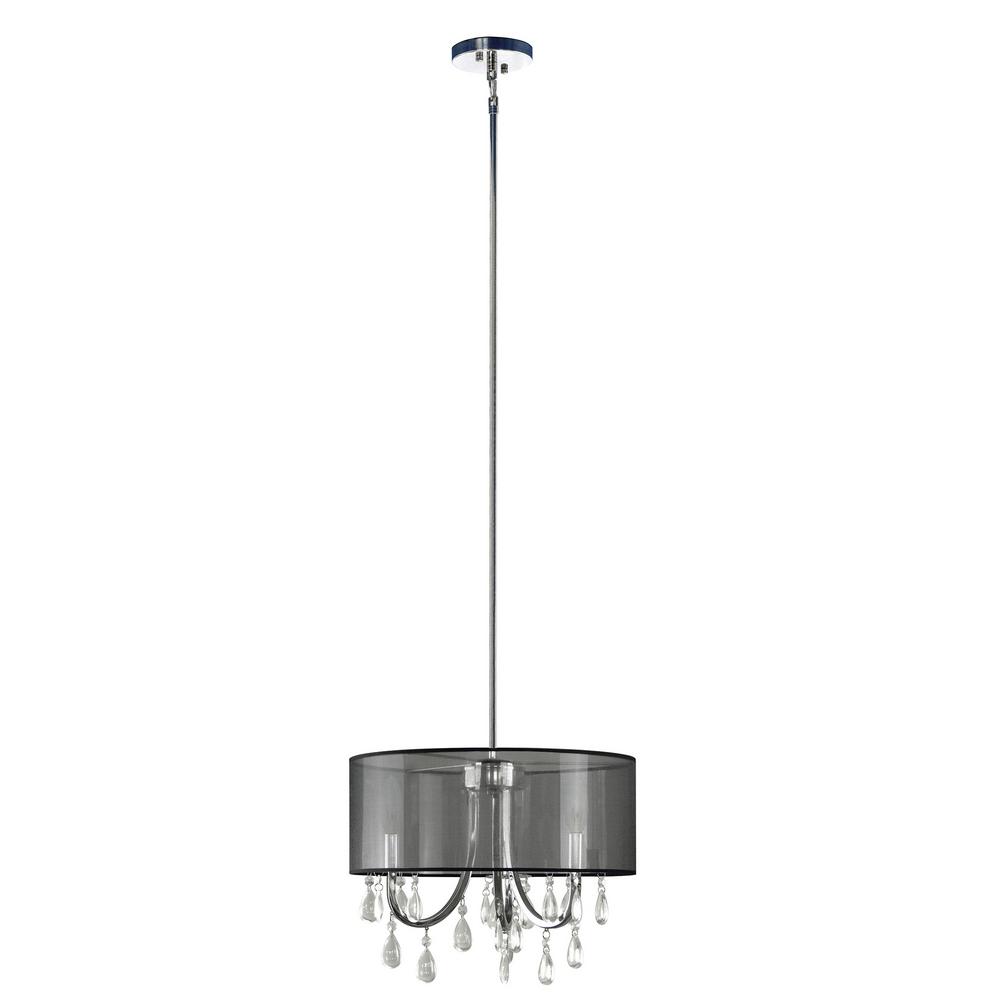 Safavieh Abbeville 3Light Chrome Chandelier with Black/White Shade