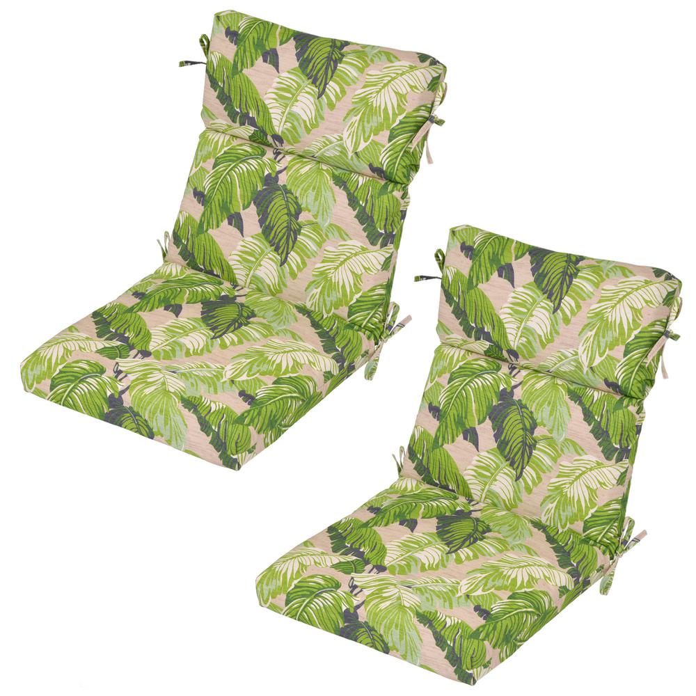 Fern Tropical Green Outdoor Chair Cushions Fern Tropical Outdoor Dining Chair Cushion 2 Pack