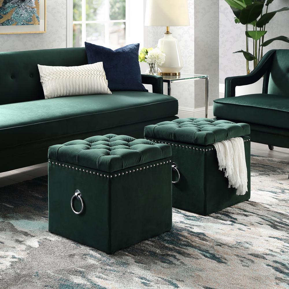 Inspired Home Micella Hunter Green Chrome Velvet Nailhead