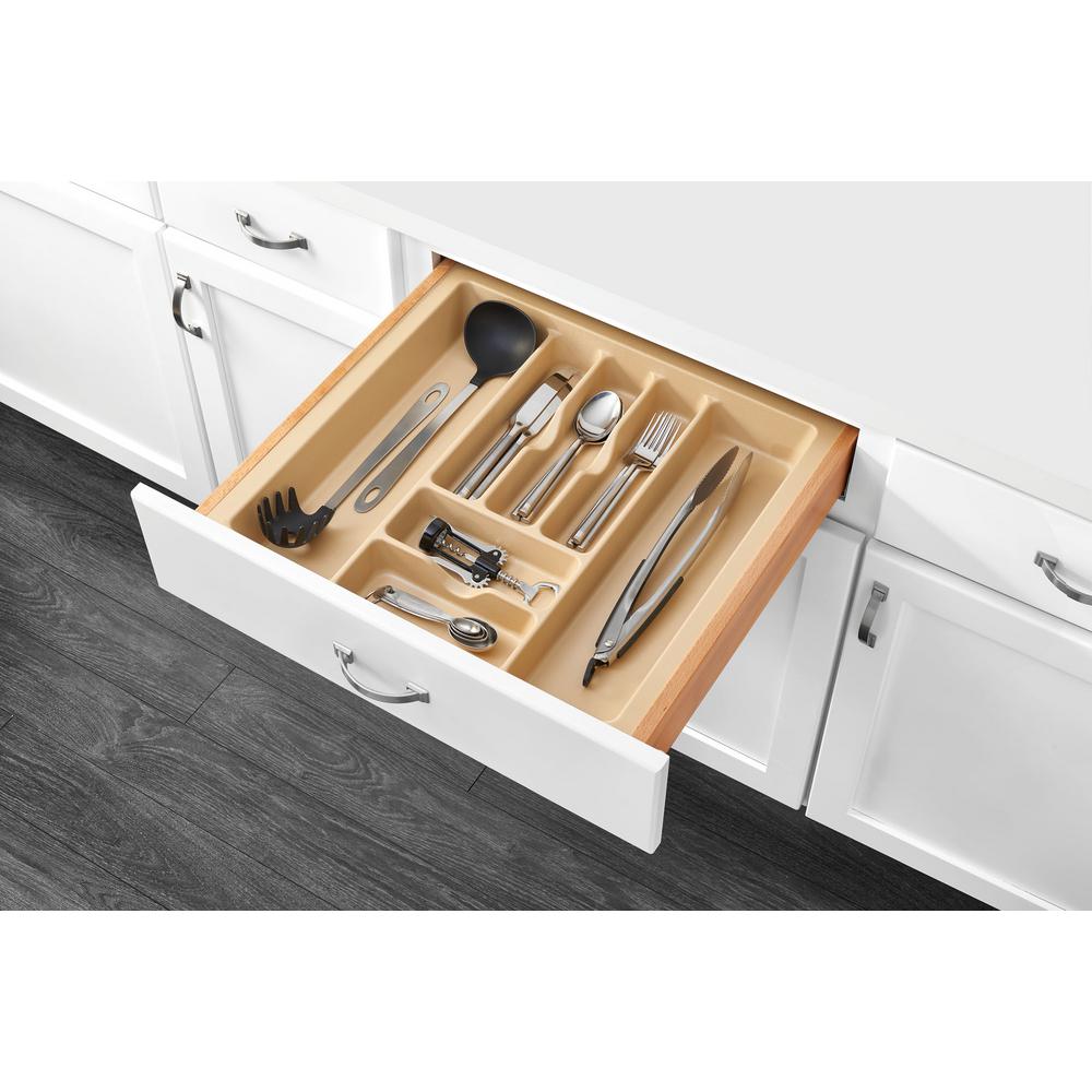 Extra Large Almond Cutlery Tray Drawer Home Kitchen Flatware Storage