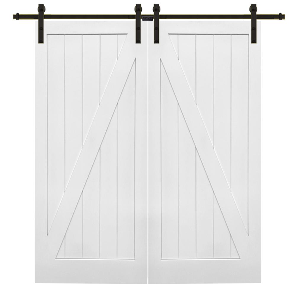 MMI Door 72 in. x 84 in. Primed ZPlank MDF Barn Door with MMI Door 72 in. x 84 in. Primed ZPlank MDF Barn Door with