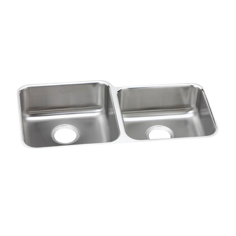 Elkay Ertone Undermount Stainless Steel 31 In Square Offset Elkay Ertone Undermount Stainless